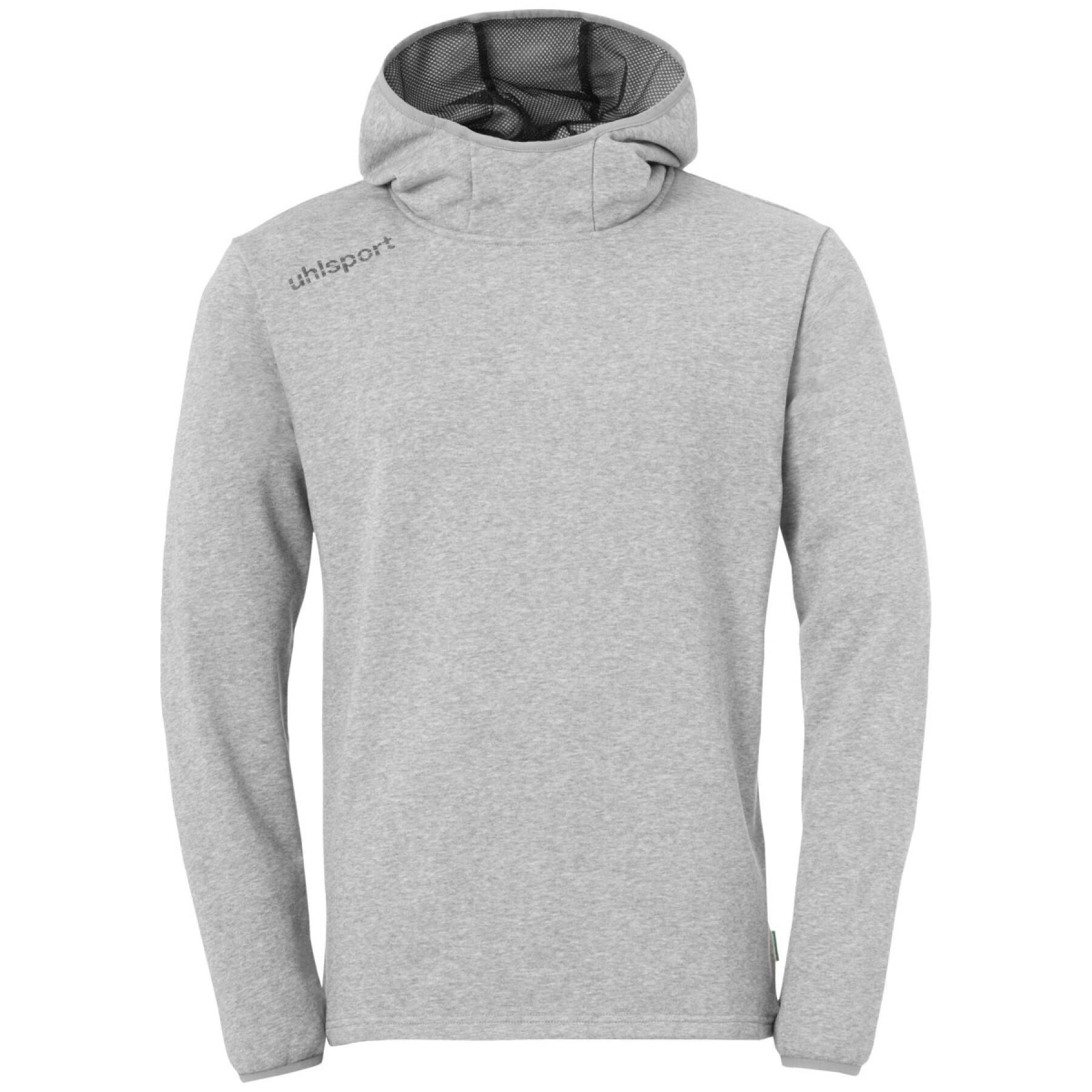 essential hoodie uhlsport gris anthracite as domarin avec logo en noir